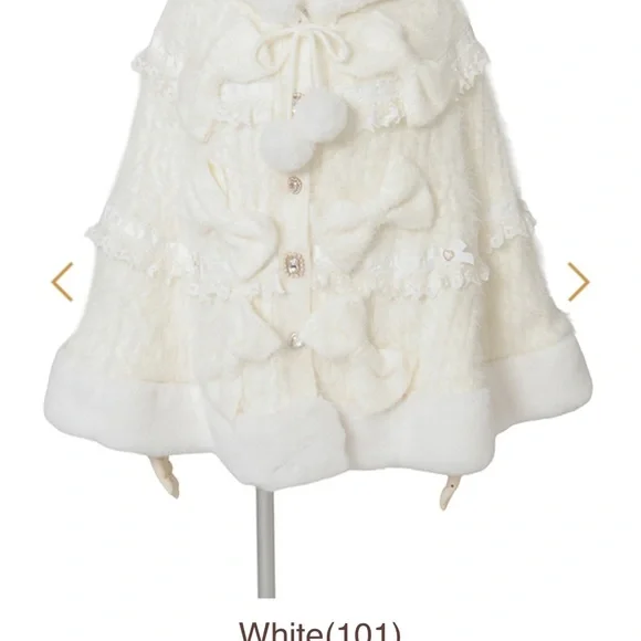 Elegant White Cape Coat - Picture 2 of 7